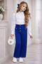 Girl's Shoulder Stone Embellished Watermelon Sleeve Shirt Button and C Pocket Detail Pants Navy Blue Bottom Top Set - 5