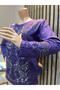 Women's Middle Age and Above Rose Garden Patterned Stretch Fabric Stoned Mother Combed Cotton Blouse - 3