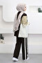 Oversized Pair Garni Detailed Striped Modal Hijab Women's Suit 3186 - Special Series - 4