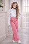 Girl Child Shoulders Stone Embroidered Watermelon Sleeve Shirt Button and C Pocket Detail Pants Pink Bottom Top Set - 6