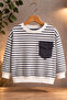 Boy's Holiday Set Striped Pocketed Sweatshirt & Elastic Jeans Stylish Combination Set - 3