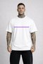 Men's Oversized T-Shirt Purple Line Printed 100% Cotton T-Shirt Comfortable Fit