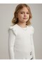 Girl's Cotton Piece Shoulder Blouse Ruffle Detail Basic Corded Fabric Blouse - 5