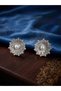 Pearl Detailed Sun Shape Crystal Stone Silver Color Vintage Earrings - 2