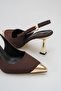 Women's Open Back Special Design Heels with Side Buckle Pointed Toe Stylish Women's Brown - 3