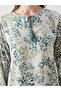 Women's Blouse with Tie-Down Collar Flower - 3