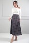 Women's Elastic Waist Plaid Viscose Satin Stretch Fabric Long Skirt