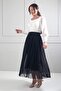 Women's Elastic Waist Lined Long Skirt Tulle - 3
