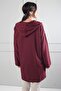 Women's Hooded Bag Pocketed Leather Zippered Cardigan with Accessories - 4