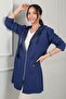 Women's Hooded Bag Pocketed Leather Zippered Cardigan with Accessories