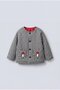 Unisex Children's Cotton Pack Black and White Mushroom Embroidered Gingham Jacket - Snap Fastener Detailed - 2