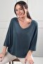 Women's V-Neck Bat Sleeve Knitwear Blouse