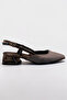 Platinum Glittery Heeled Open Back Classic Women's Shoes Heeled Shoes - 2