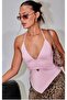 Lace-Up Neckline Double Layered Cropped Blouse - 2
