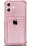iPhone 17 Compatible Camera Protected Case with Card Holder Corners Airbag Design Anti-Impact Pink