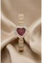 Women's Steel Watch Heart Design Stone Gold Color Burgundy Dial Luxury Elegant Stylish Women's Wristwatch 2026 - 4