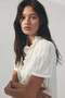 Frill-trimmed cotton blouse