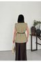 Gold Buckle Belt Li Padded Shoulders Elegant Oversized Vest -Green - 7