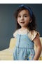 100% Cotton Medium Blue Floral Embroidered Denim Jumpsuit and T-Shirt - 2