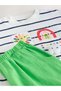 Green Rainbow Short Sleeve Top and Wide-Leg Pants Set - 6
