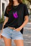 Women's Printed Detail Oversize Bol Cut T-Shirt with Cycling Neck
