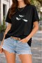 Women's Printed Detail Oversize Bol Cut T-Shirt with Cycling Neck
