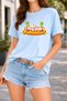 Women's Printed Detail Oversize Bol Cut T-Shirt with Cycling Neck