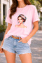 Women's Printed Detail Oversize Bol Cut T-Shirt with Cycling Neck