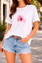 Women's Printed Detail Oversize Bol Cut T-Shirt with Cycling Neck