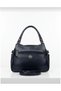 Women's Navy Blue Soft Leather Multi-Compartment Handbag and Shoulder Bag - 2