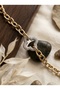 Gold Color Steel Bracelet with Zircon Stone and Clover Figure - 3
