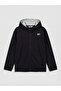 Black Hooded Printed Boy's Zippered Sweatshirt