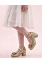 Broken Glass Patterned Elegant Heeled Children's Evening Dress Shoes with Bow - 2
