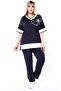 V-Neck Short Batwing Sleeve Floral Stone Embroidered Slit Blouse with Drawstring Waist Elastic Pocketed Pants Set - 2