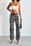3030 High Waist Patterned Viscose Loose Summer Women's - Comfortable Cut Trendy Trousers