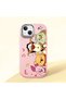 iPhone 13/14 Compatible Shock-Absorbing Camera Protected Pink Silicone Case Cartoon Patterned