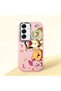 Samsung Galaxy S25 Compatible Shock-Absorbing Camera Protected Pink Silicone Case Cartoon Patterned