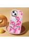 iPhone 14 Plus/15 Plus Compatible Shock-Absorbing Camera Protected Pink Silicone Case Pony Patterned - 3