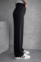 Women's High Waist Classic Black Fabric Pants - 3