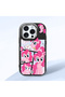 iPhone 15 Pro Compatible Shock-Absorbing Camera Protected Black Silicone Case Pony Patterned