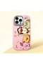 iPhone 14 Pro Compatible Shock-Absorbing Camera Protected Pink Silicone Case Cartoon Patterned