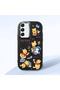 Samsung Galaxy S22 Compatible Shock-Absorbing Camera Protected Black Silicone Case Cartoon Patterned