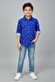 Boys Royal Blue Printed Long Sleeve Shirt White Leaf & Lightning Bolt Print Ages 1–12 Years .MH.