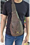 Genuine Leather Unisex 2 Compartments 4 Pockets Snap Closure Top Hidden Compartment Bodybag Body, Chest Bag