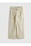 Beige Loose Fit Pleated Women's Fabric Trousers - 2