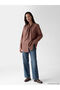Giyçık Store Brown Scarf Collar Striped Women's Shirt Tunic - 2