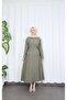 Zip Detail Beli Adjustable Hijab Skirt Set Khaki Hnt8598 - 6