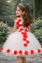 Princess White Red Fluffy Tulle Piece Floral Children's Dress Evening Dress - 2