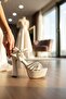Modern Block Heel Stone Detailed High Platform Shoes