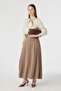 Belt Pieces Pleated Long Mocha Skirt 0212 - 2